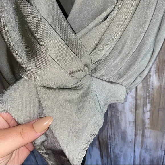 Intimately Free People Turnt Oxide Metallic Silver Bodysuit Deep V XS - Picture 6 of 9